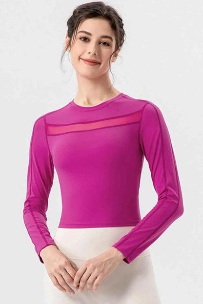 Round Neck Long Sleeve Active T-Shirt