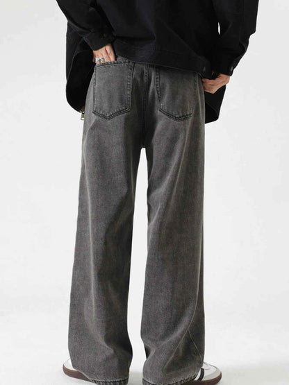 Men's Washed Wide Leg Jeans
