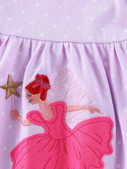 Children's Ballerina Embroidered Round Neck Dress