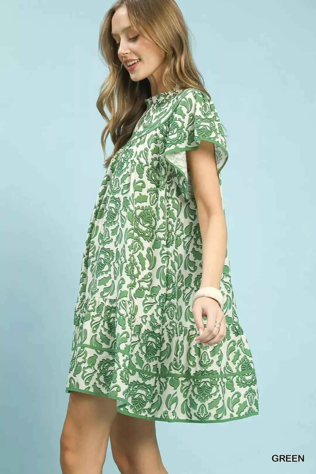 Umgee Abstract Print Babydoll Mini Dress