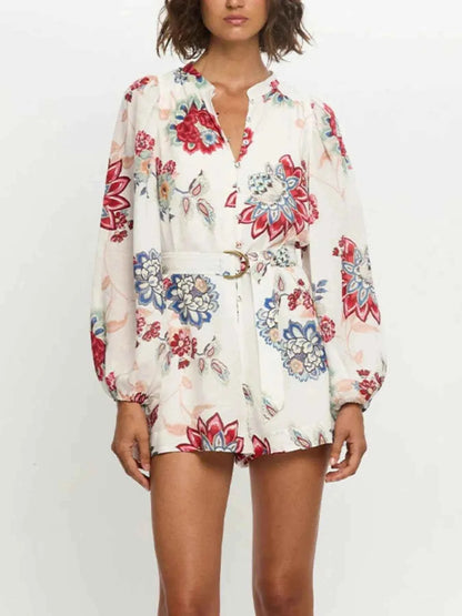 Floral Print Long Sleeve Romper