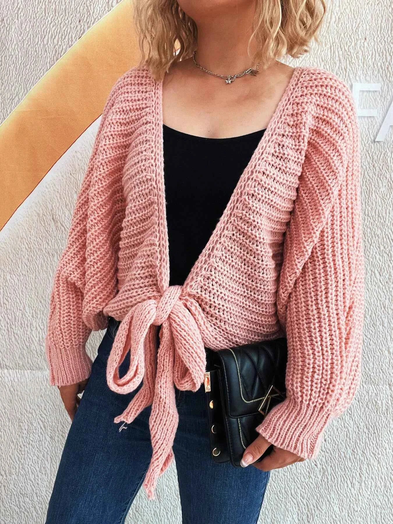 Tie Front Long Sleeve Cardigan
