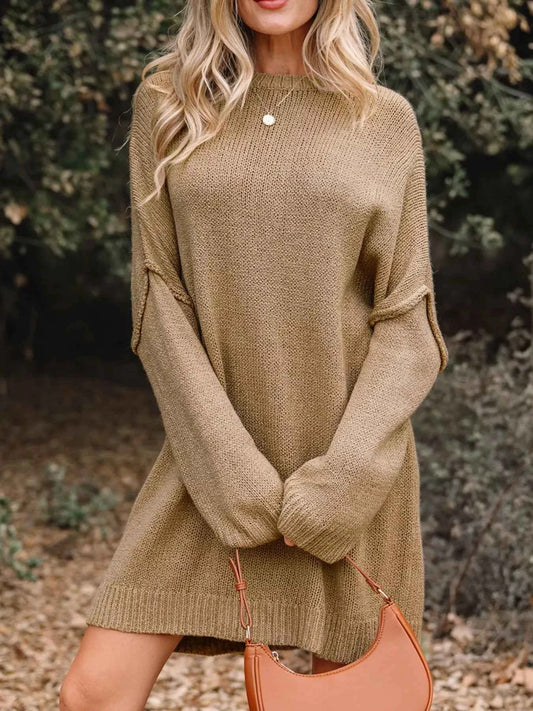 Oversize Drop Shoulder Slouchy Sweater Dress