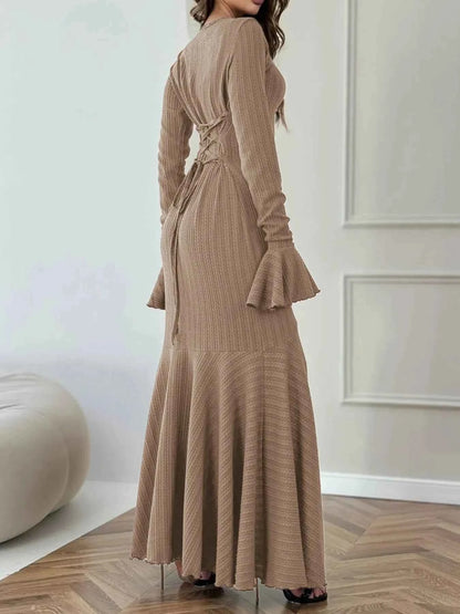 Elegant Ribbed Long Sleeve Mermaid Sweater Dress