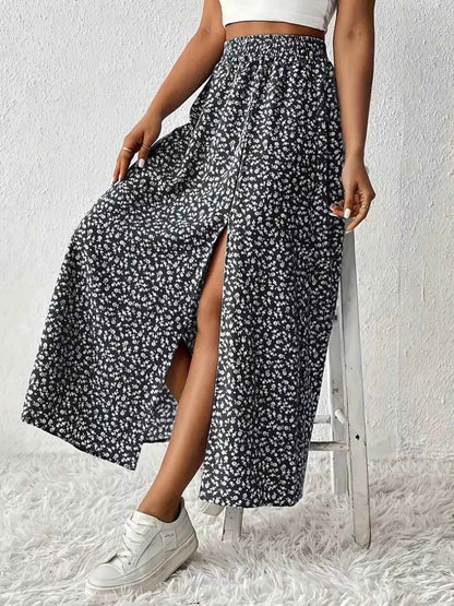 Slit Printed Skirt