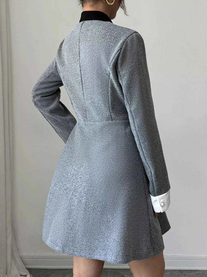 A-Line Long Sleeve Button-Down Dress