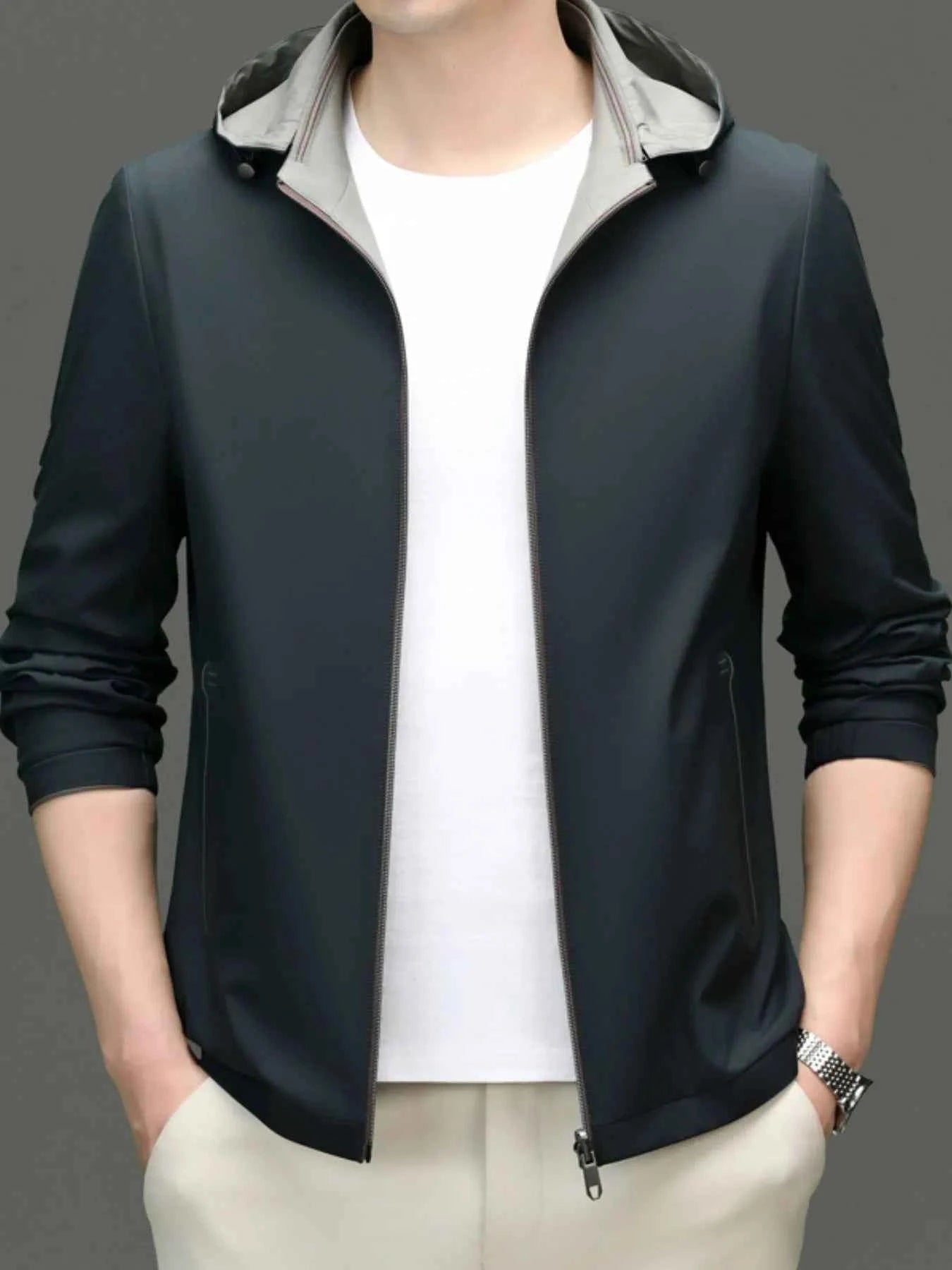 Men's Plus Size Zip Up Long Sleeve Hooded Jacket