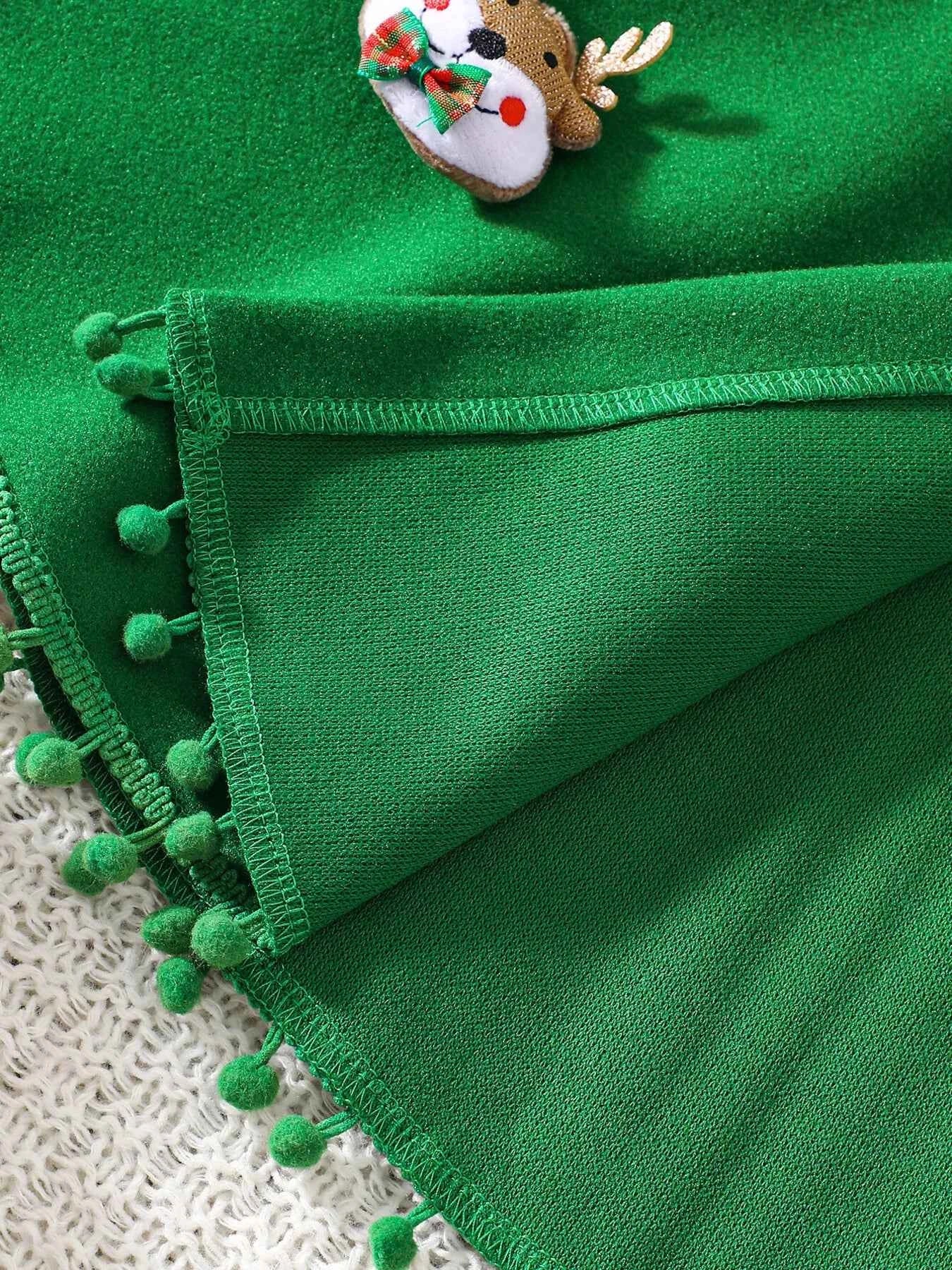 Children's Reindeer Embroidered Christmas Cape Outerwear