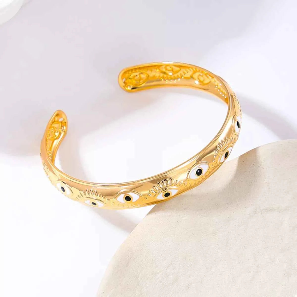 Evil Eye Open Bangle Bracelet