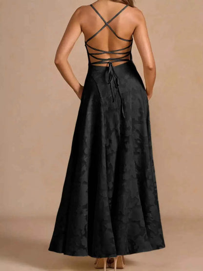 Lace Up Back Spaghetti Strap Maxi Dress