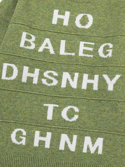 Men's Letter Ribbed Hem Round Neck Sweater