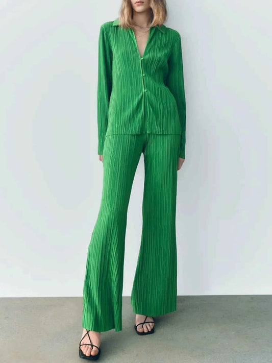 Texture Long Sleeve Top and Pants Lounge Set