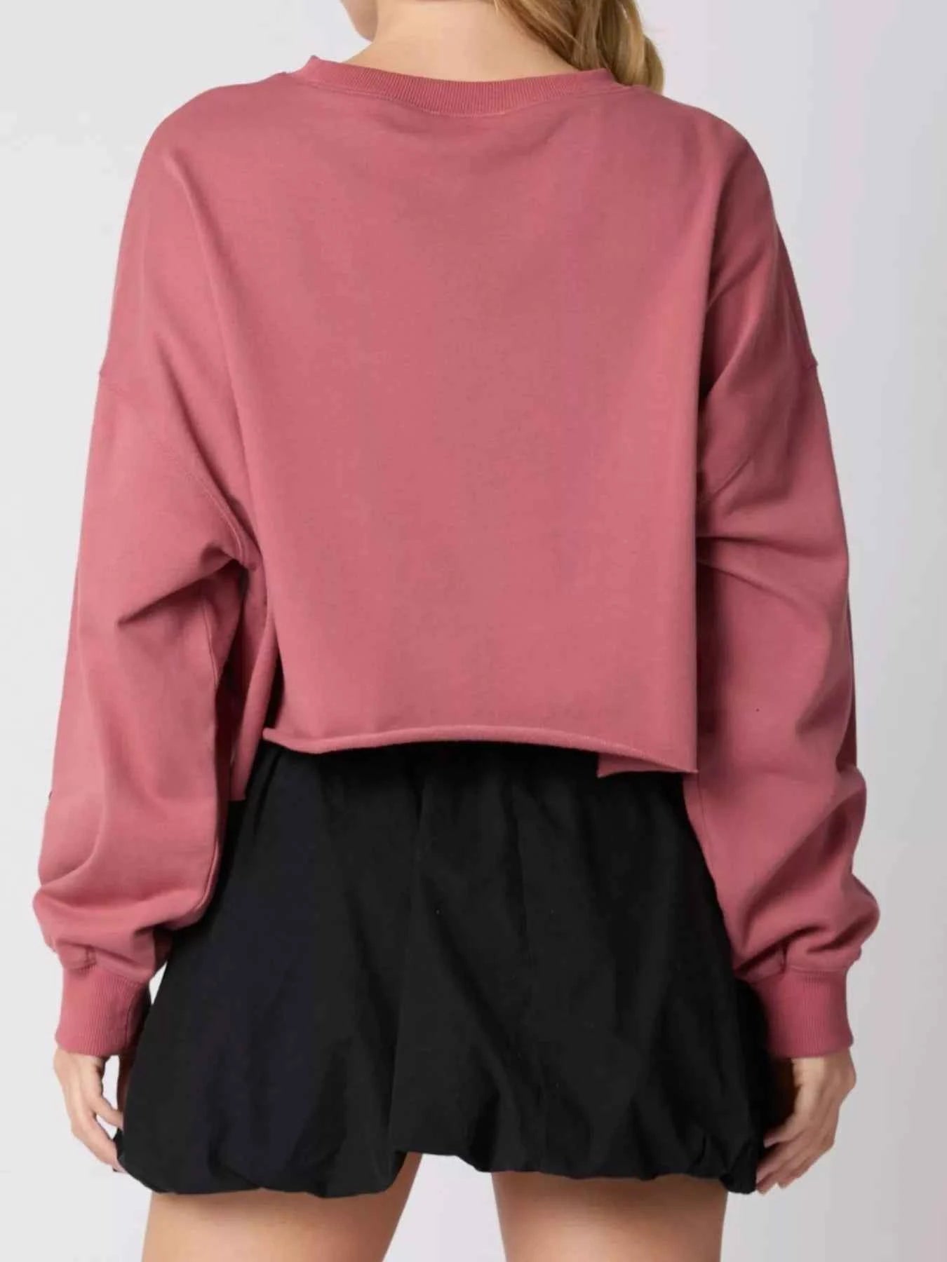 Sequined Pumpkin Halloween Crop Sweatshirt