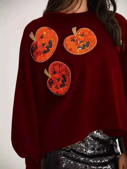Halloween Pumpkin Round Neck Sweatshirt