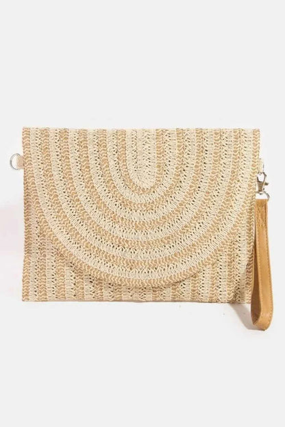 Fame Two Tone Woven Paper Envelope Clutch Bag