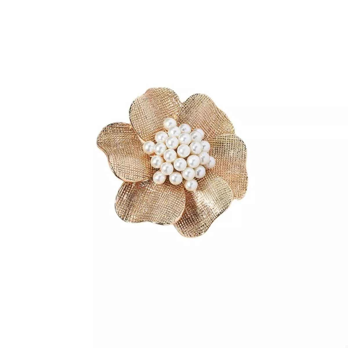 18K Gold-Plated Pearl Flower Ring