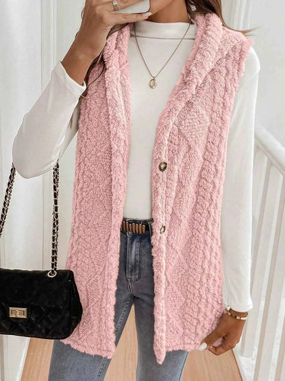 Cozy Sherpa Fleece Hooded Vest Coat