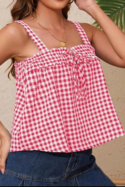 Tied Front Textured Square Neck Cami