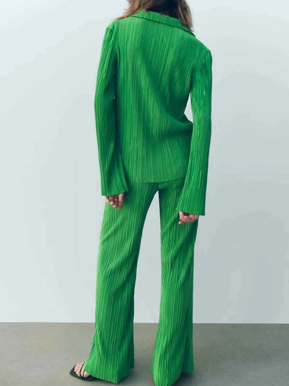 Texture Long Sleeve Top and Pants Lounge Set