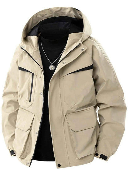 Men's Full Size Zip Up Long Sleeve Hooded Jacket Plus Size