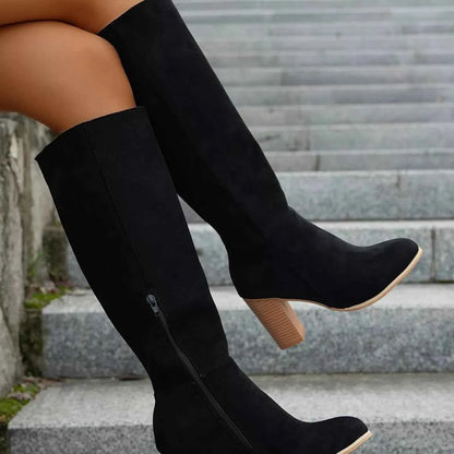 Point Toe Block Heels Boots