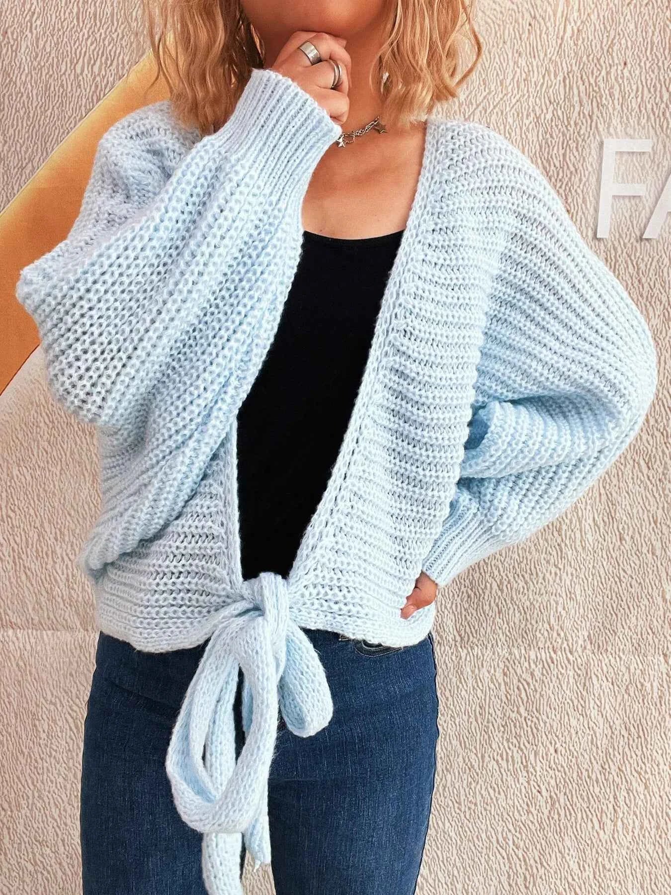 Tie Front Long Sleeve Cardigan