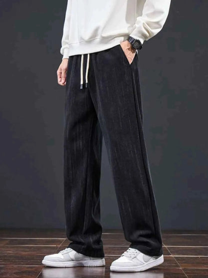 Men's Plus Size Drawstring Wide Leg Pants