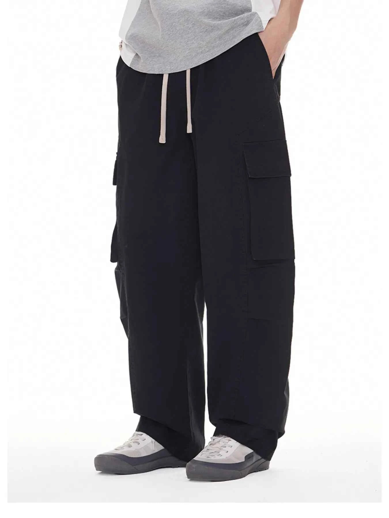 Men's Plus Size Wide Leg Cargo Drawstring Pants