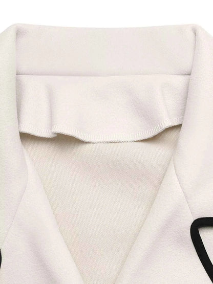 Contrast Trim Double-Breasted Jacket