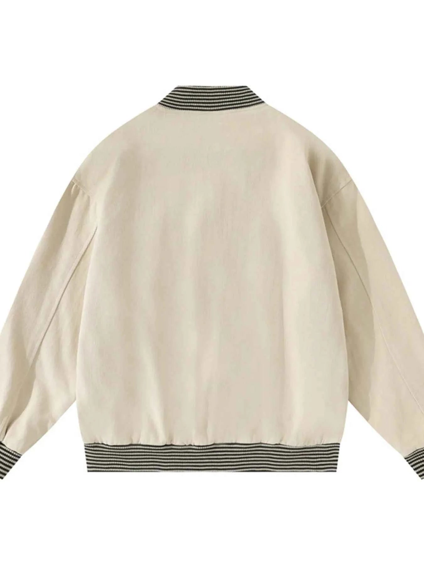 Men's Striped Hem Zip Up Jacket