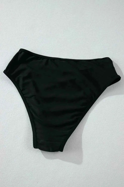 Sheer Mesh Edged Halter V Neck Push Up Bikini Set