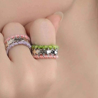 Brass Yarn-Wrapped Open Ring