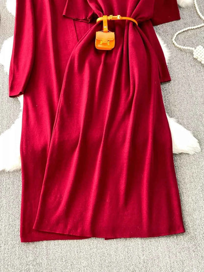 Round Neck Knitted Dress & Cardigan Set