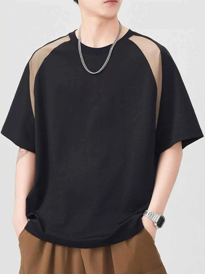 Men's Plus Size Contrast Round Neck Short Sleeve T-Shirt