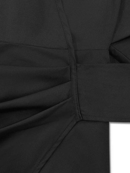 Plus Size Surplice Long Sleeve Wrap Mini Dress