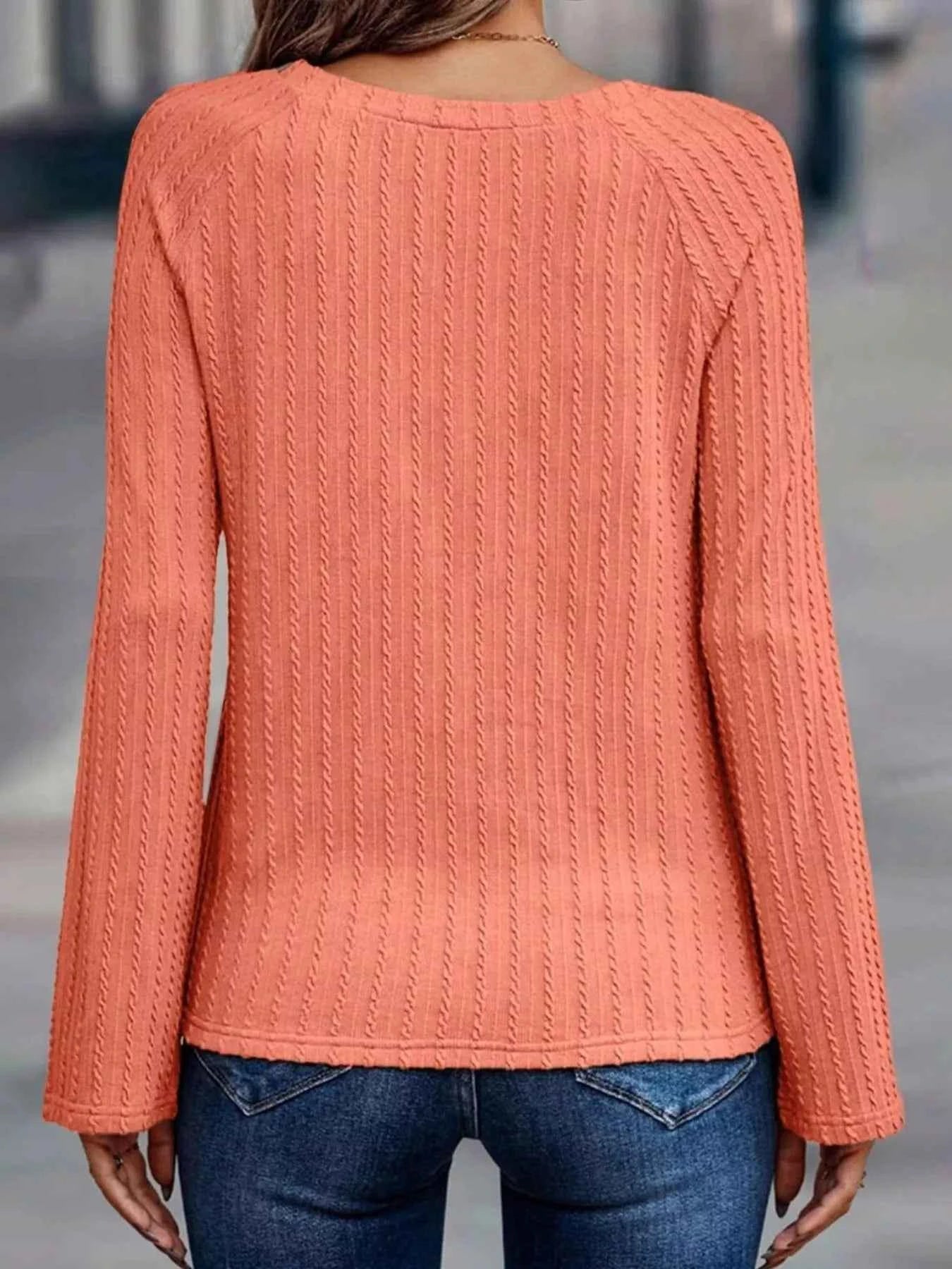 Textured Knit Long Sleeve T-Shirt