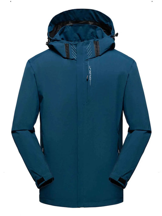 Men's Plus Size Waterproof Zip Up Long Sleeve Hooded Jacket