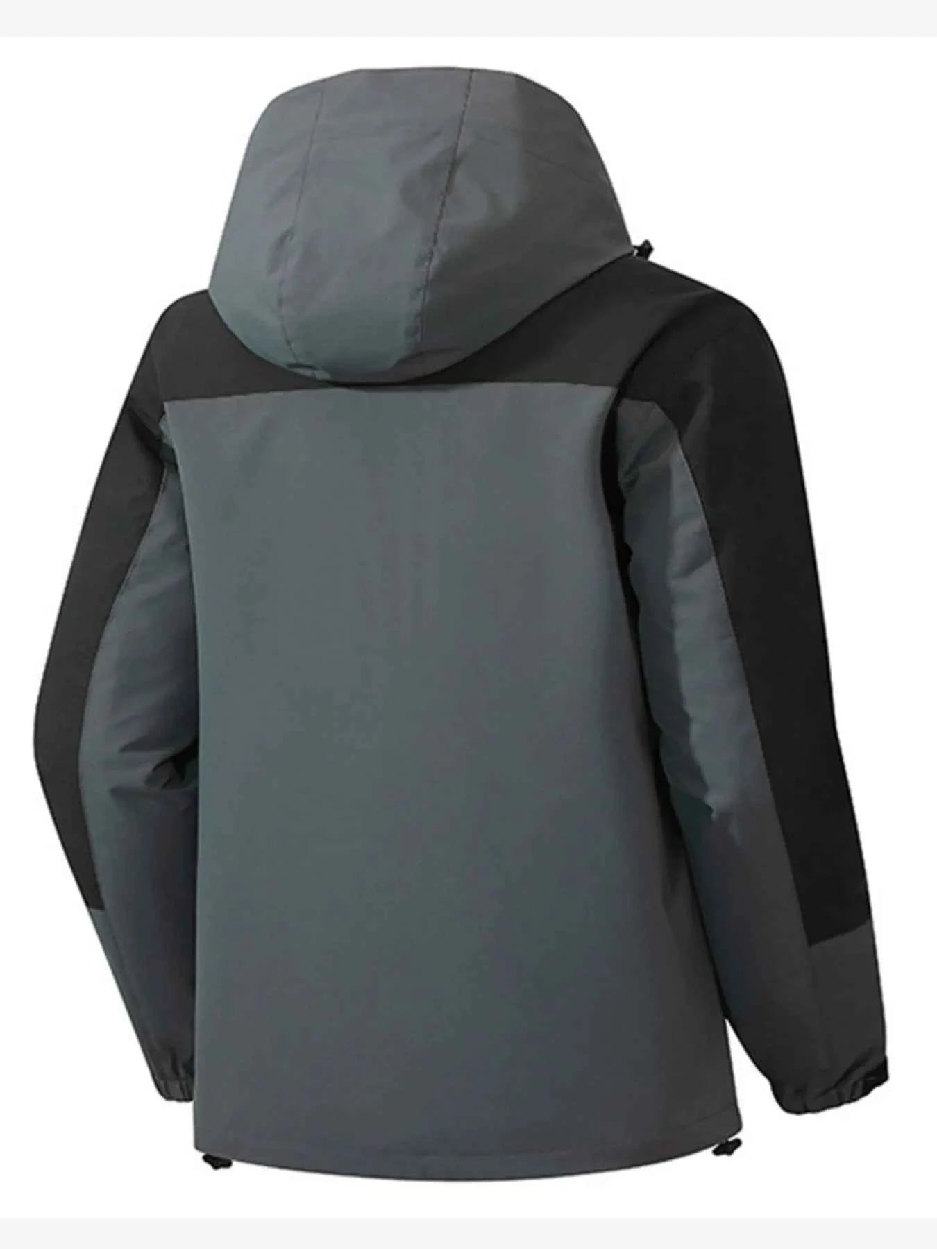 Men's Full Size Multi-Pocket Long Sleeve Hooded Jacket Plus Size
