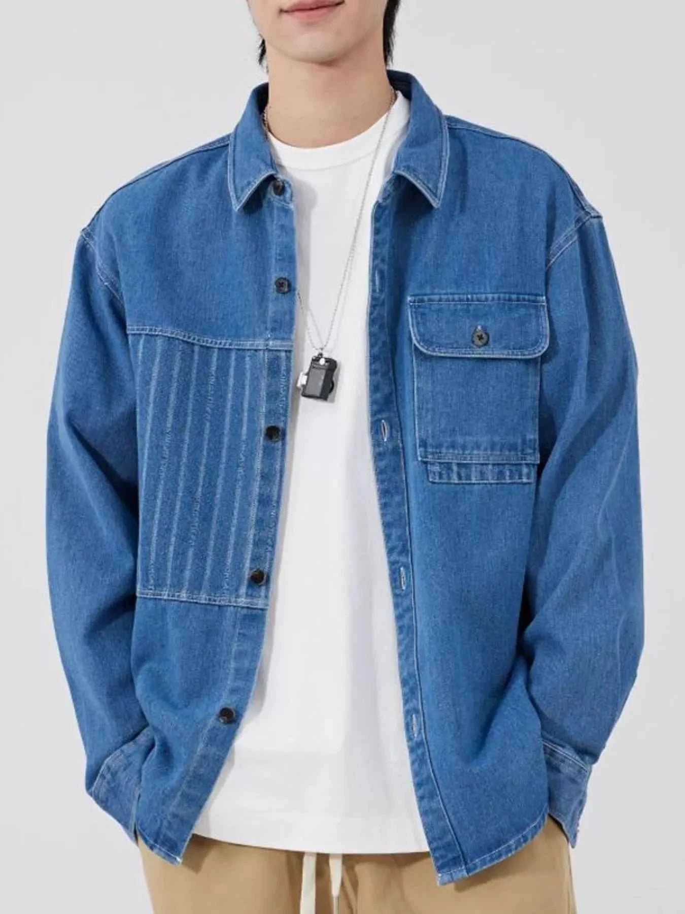 Men's Plus Size Button Up Casual Denim Shirt
