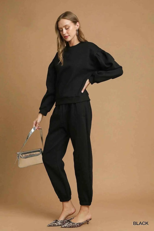 Umgee Fleece Jogger Pants with Drawstring