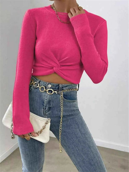 Twisted Front Cropped Knit Top