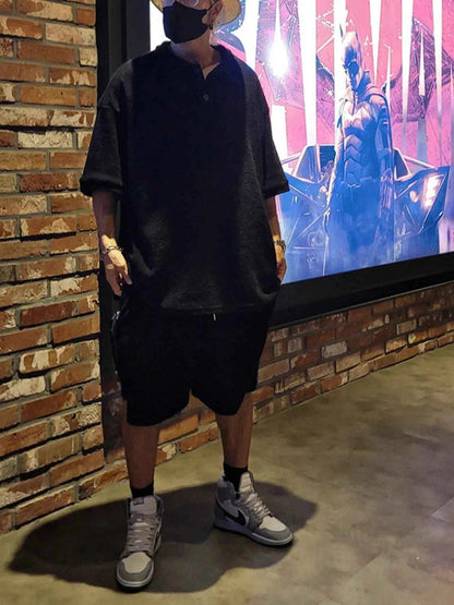 Men's Plus Size Half Sleeve Top and Shorts Set