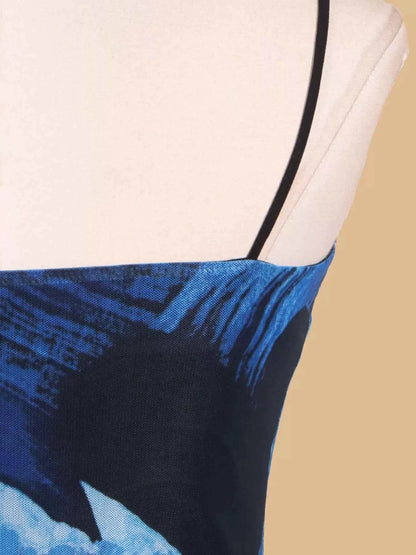 Printed Spaghetti Strap Mini Dress