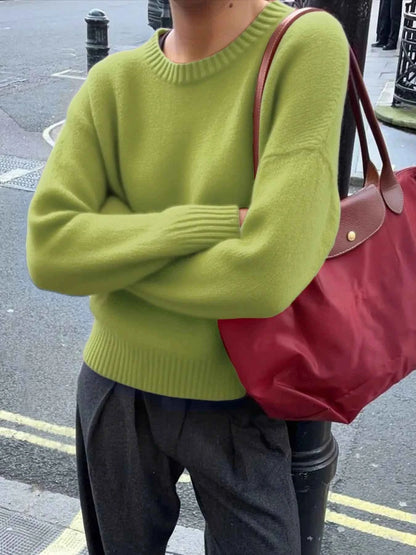 Ribbed Crewneck Drop Shoulder Sweater