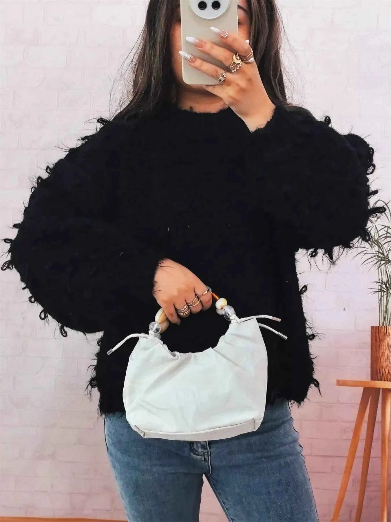 Chunky Round Neck Long Sleeve Sweater