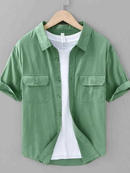 Men's Plus Size Button Up Short Sleeve Shirt