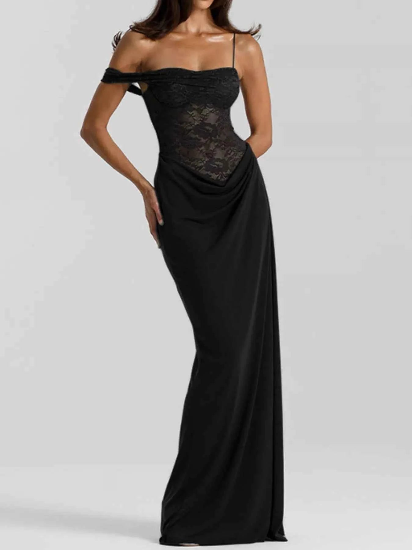 Split Lace Bodice Maxi Dress