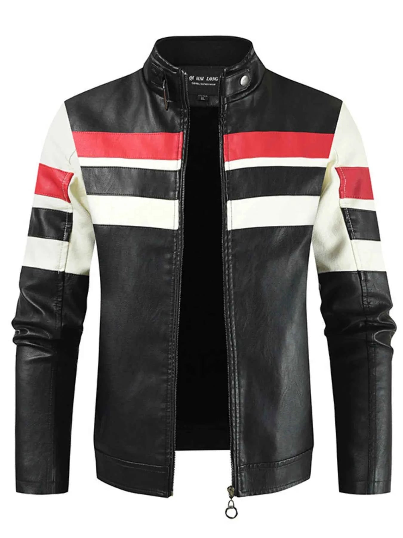 Men's Plus Size Contrast Zip Up Long Sleeve Jacket