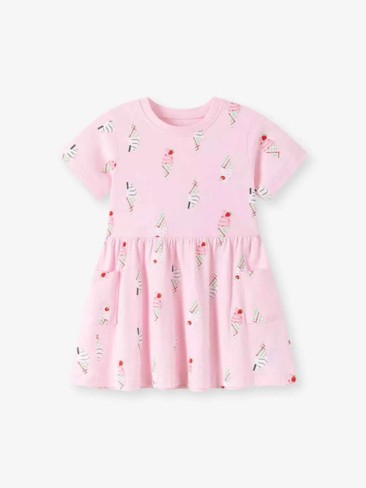 Children's Ice Cream Print Casual Dress