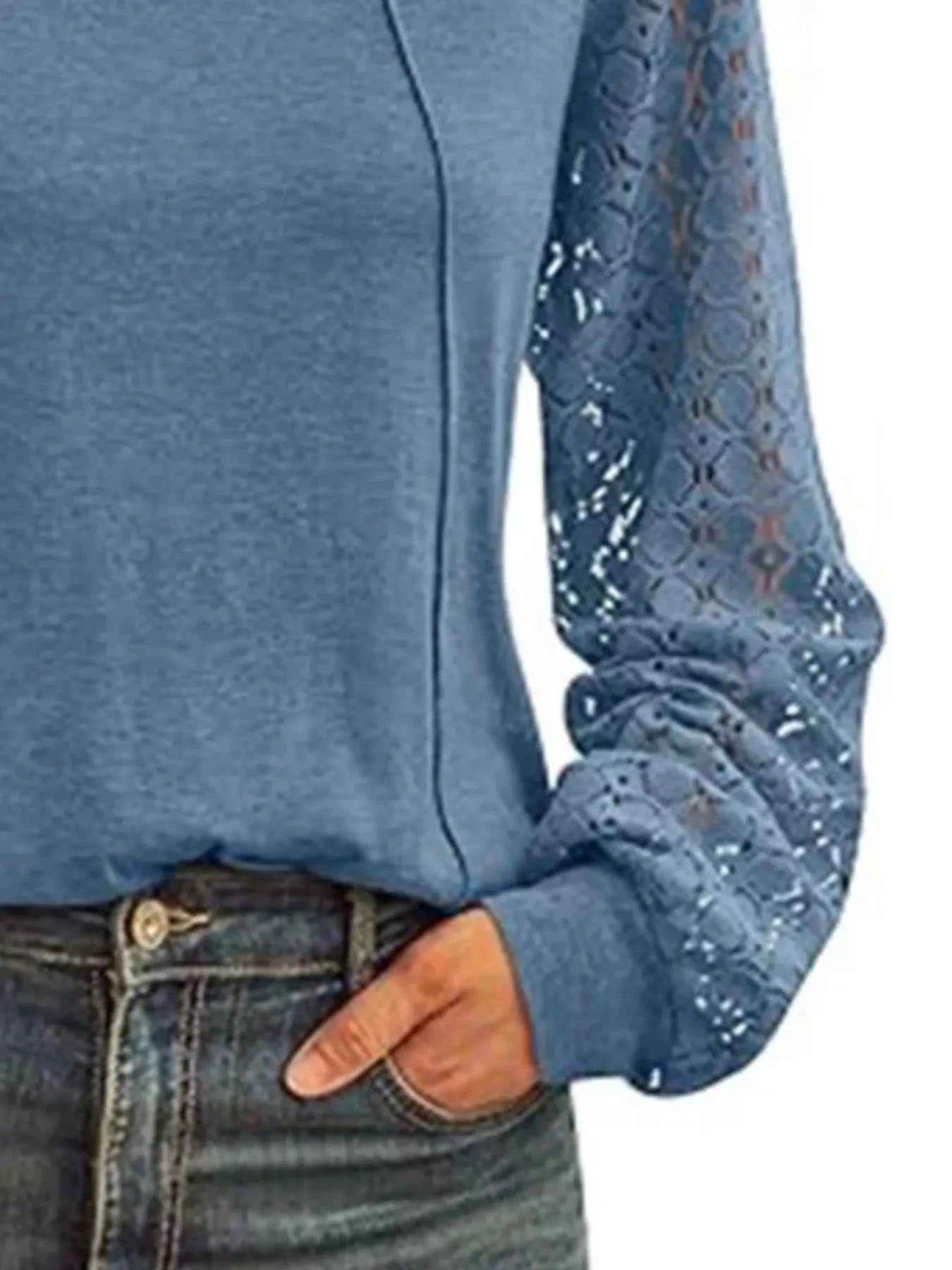 Round Neck Lace Sleeve Blouse